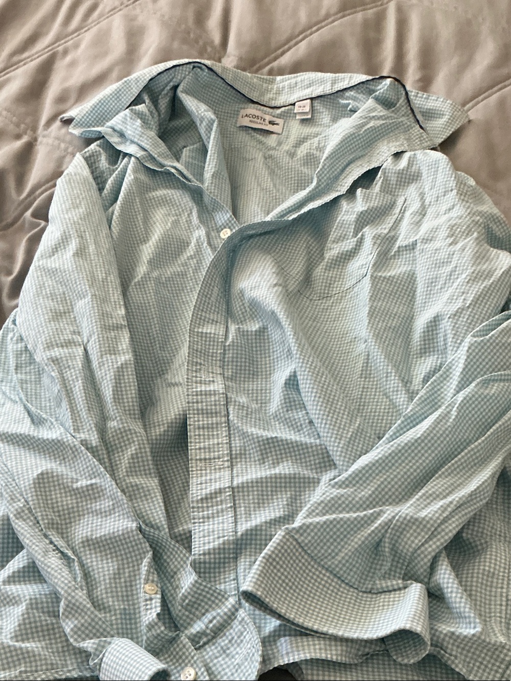 Lacoste Light Blue Gingham Shirt Jacket